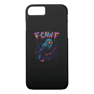 F-Caw-F Funny Bird Moon Crow Raven Caw Pun Joke Fu iPhone 8/7 Case