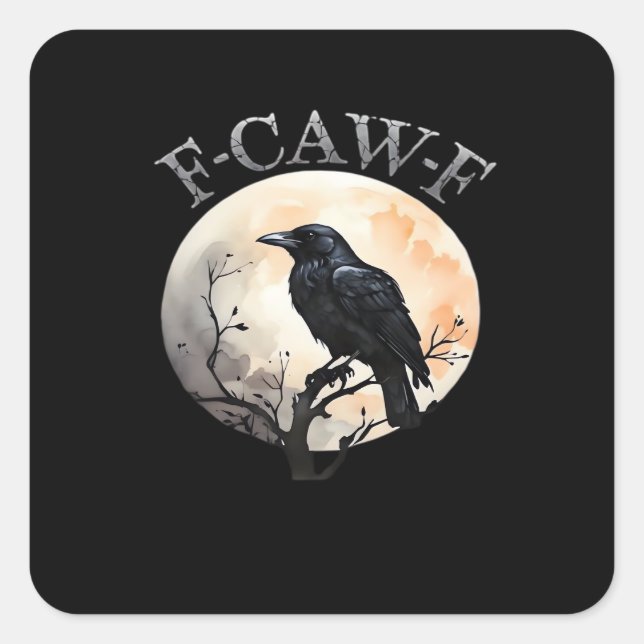 F-Caw-F Funny Bird Moon Minimal Clean Square Sticker (Front)