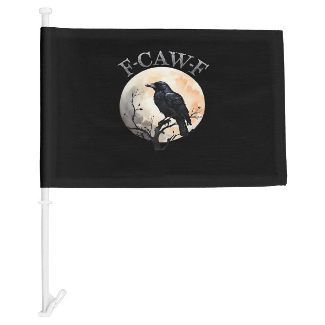 F Caw F Funny Bird Moon Minimal Clean Style Car Flag (Front)