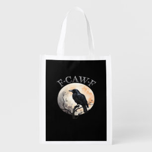 F Caw F Funny Bird Moon Minimal Clean Style Grocery Bag