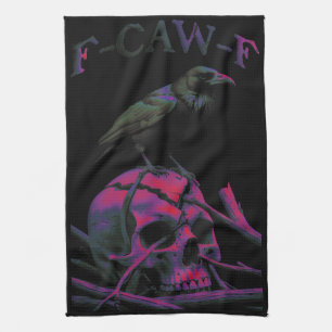 F-Caw-F Funny Black Crow Bird Kitchen Towel