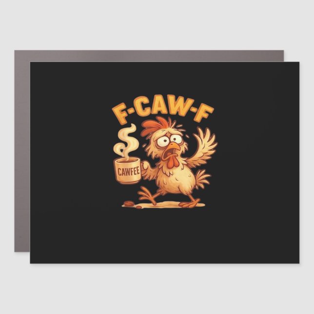 F Caw F Funny Chicken Classic Retro Graphic Car Magnet (Front)