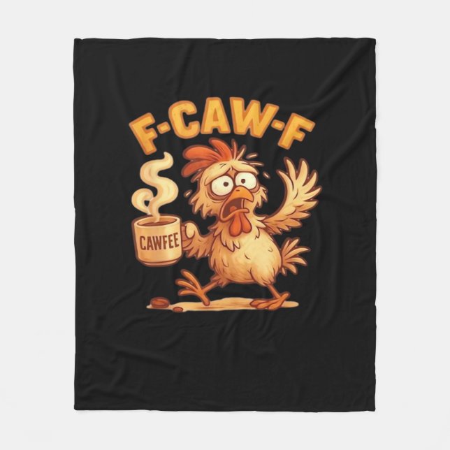 F Caw F Funny Chicken Classic Retro Graphic Fleece Blanket (Front)