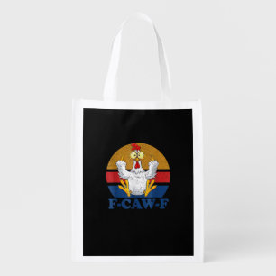F-Caw-F Funny Chicken Flipping Off Vintage Retro R Grocery Bag