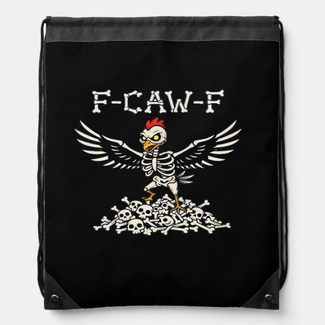 F-Caw-F Funny Chicken Halloween Cool Unique Drawstring Bag (Front)