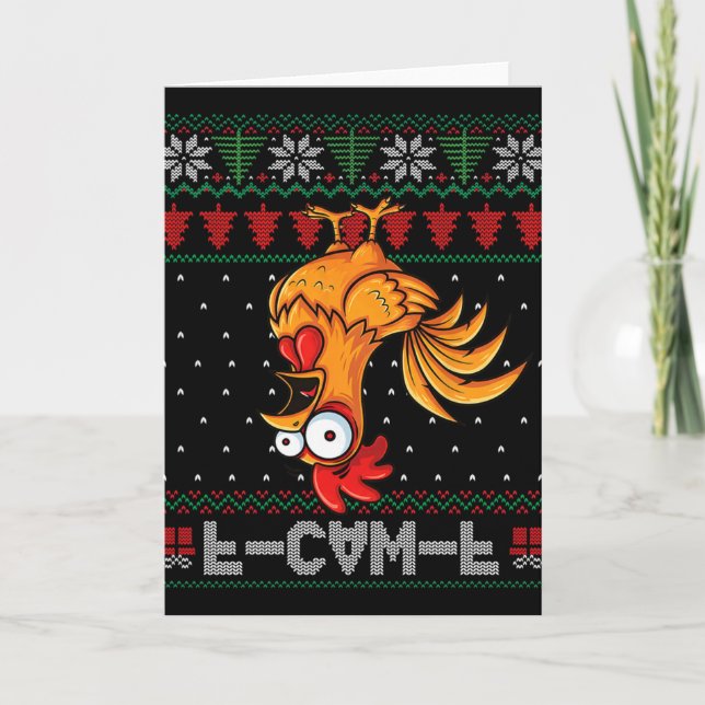 F-caw-f Funny Chicken Humor Quote Christmas Ugly S Card (Front)