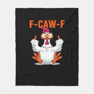 F Caw F Funny Chicken Humor Quote Vintage Style Fleece Blanket