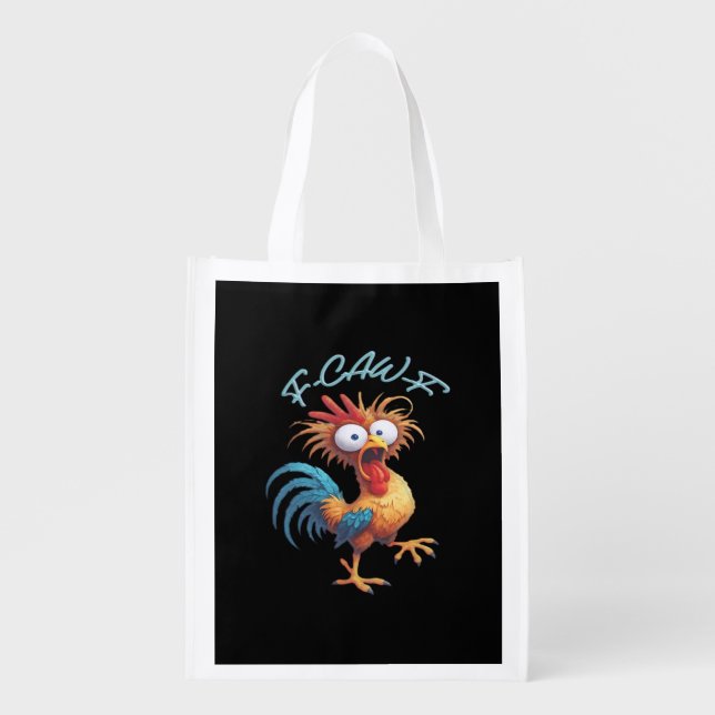 F Caw F Funny Chicken Humor Retro Style Grocery Bag (Front)