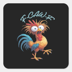 F-Caw-F Funny Chicken Humor Retro Style Square Sticker