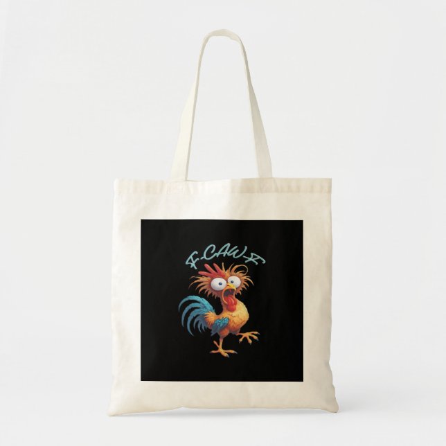 F Caw F Funny Chicken Humor Retro Style Tote Bag (Front)