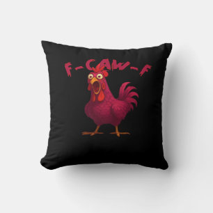 F-Caw-F Funny Chicken Humor Rooster Meme Creative Throw Pillow