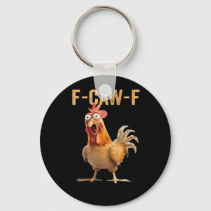 F-Caw-F Funny Chicken Humor Rooster Meme Retro Cla Keychain