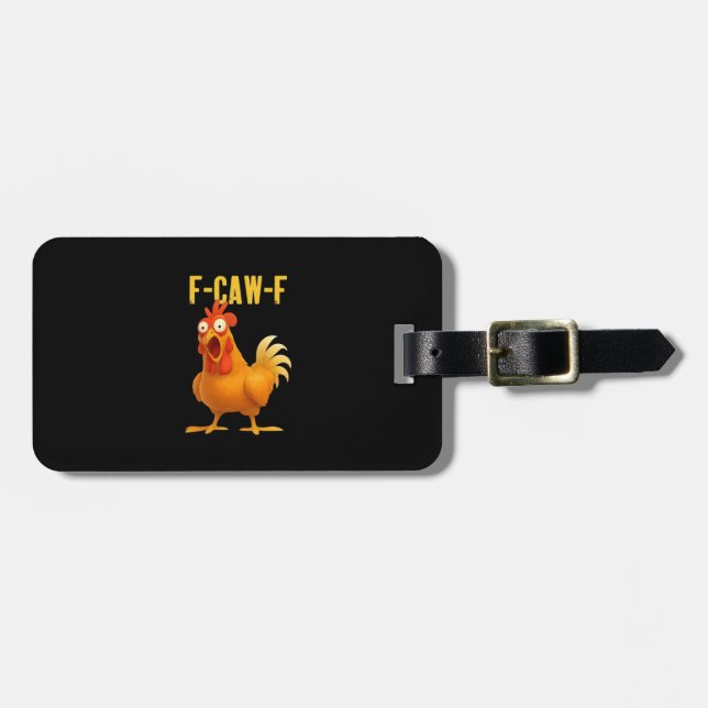 F Caw F Funny Chicken Meme Trendy Modern Style Luggage Tag (Front Horizontal)