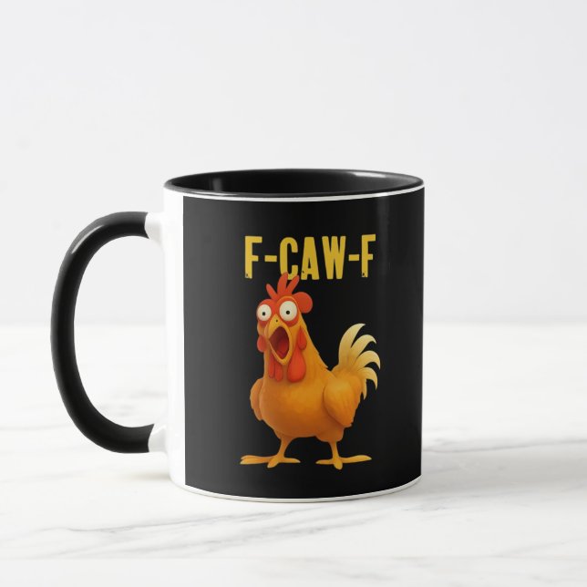 F Caw F Funny Chicken Meme Trendy Modern Style Mug (Left)