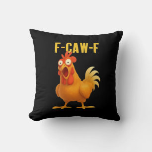 F Caw F Funny Chicken Meme Trendy Modern Style Throw Pillow