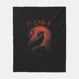 F-Caw-F Funny Crow Blood Moon Gothic Adult Humor Fleece Blanket
