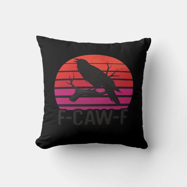 F-Caw-F Funny Crow Classic Minimal Clean Throw Pillow (Front)