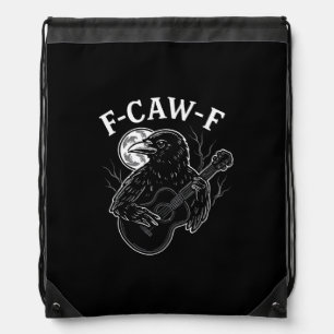 F Caw F Funny Crow Guitar Halloween Vintage Style Drawstring Bag