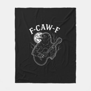F Caw F Funny Crow Guitar Halloween Vintage Style Fleece Blanket