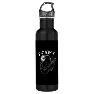 F Caw F Funny Crow Guitar Halloween Vintage Style Stainless Steel Water Bottle