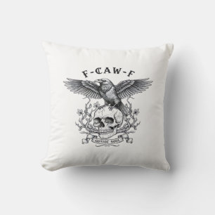 F-Caw-F Funny Crow Halloween Vintage Design Throw Pillow