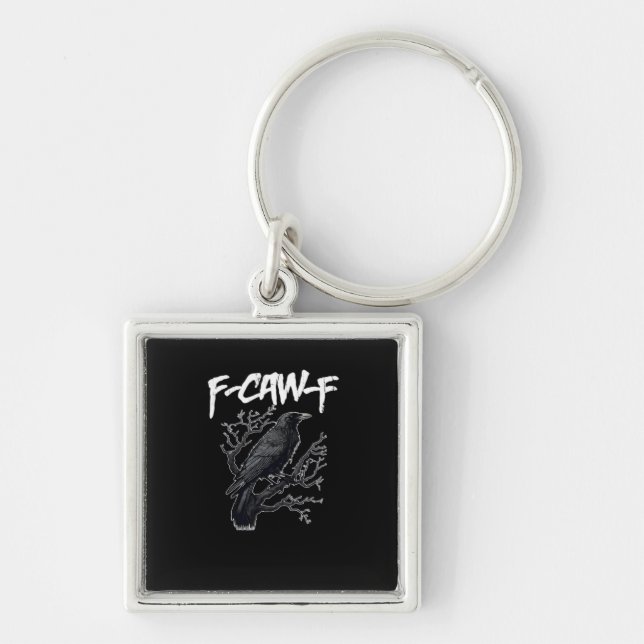 F-Caw-F Funny Crow Minimal Clean Keychain (Front)