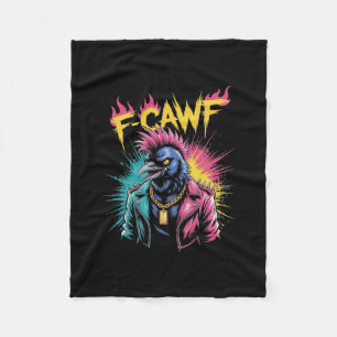 F-caw-f Funny Crow Punk Raven Graffiti Adult Humor Fleece Blanket