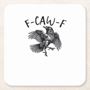 F Caw F Funny Crow Vintage Graphic Square Paper Coaster