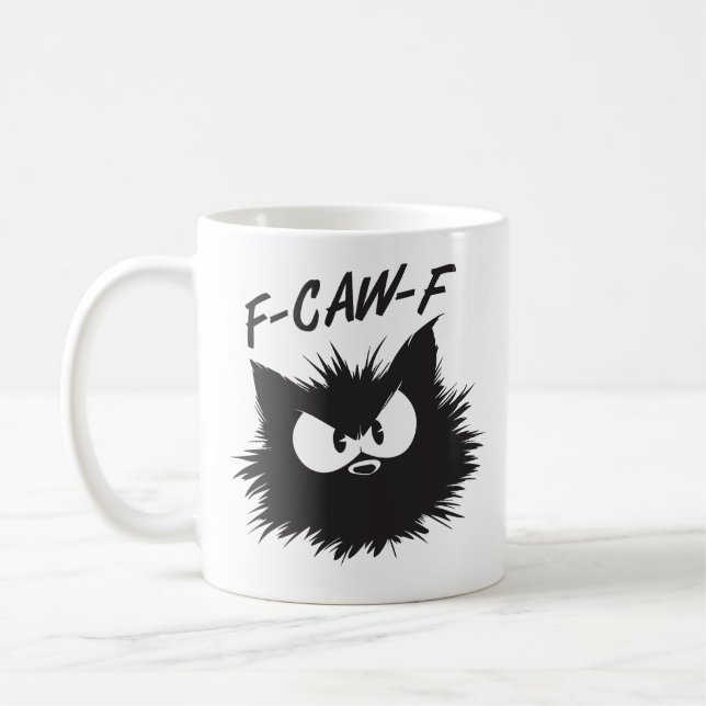 "F-CAW-F" Funny Grumpy Cat Mug (Left)