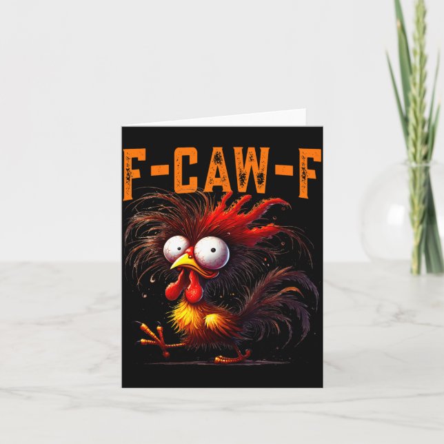 F-caw-f Funny Idea For Work Humor Rooster Coffee  Card (Front)