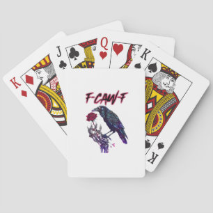 F-Caw-F Funny Raven Crow Spooky Season Halloween R Poker Cards
