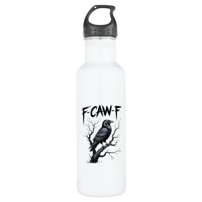 F-Caw-F Funny Raven Crow Spooky Season Halloween V Stainless Steel Water Bottle (Front)