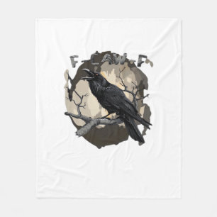 F-Caw-F Funny Raven Pun Gothic Crow Humor Retro Cl Fleece Blanket