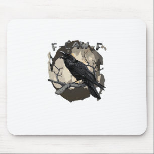 F-Caw-F Funny Raven Pun Gothic Crow Humor Retro Cl Mouse Pad