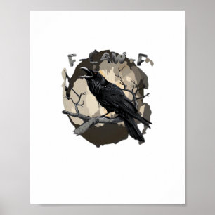 F-Caw-F Funny Raven Pun Gothic Crow Humor Retro Cl Poster
