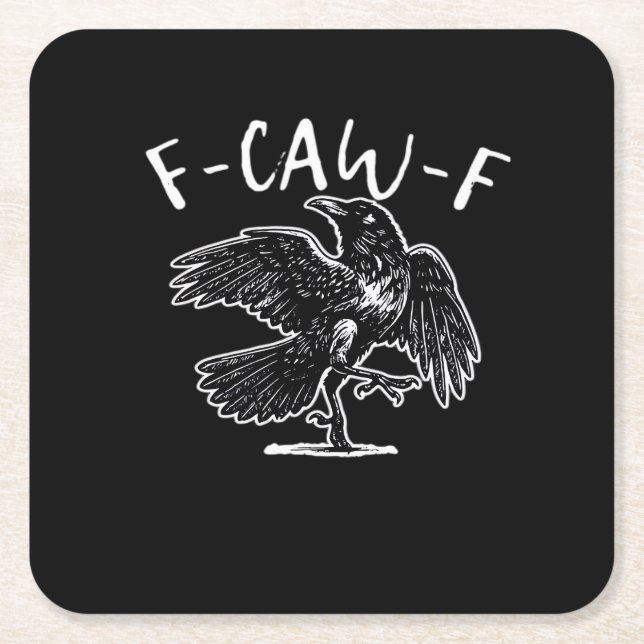 F-Caw-F Funny Trendy Square Paper Coaster (Front)