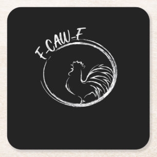F-Caw-F Funny Wordplay Quote Retro Style Square Paper Coaster