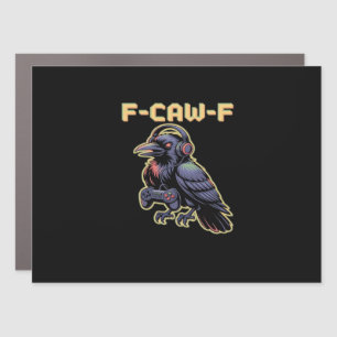 F-Caw-F Gaming Raven With Headphones - Edgy Stream Car Magnet