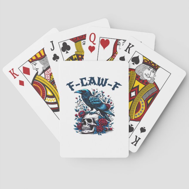 F-Caw-F Gothic Crow Raven Skull Classic Poker Cards (Back)
