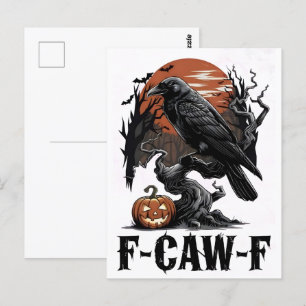 F-Caw-F Graphic for Halloween Art and Crow Lover Postcard