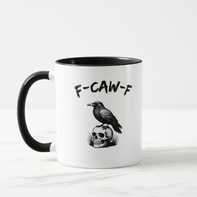 F-Caw-F Halloween Raven Skull Gothic Humor Funny C Mug (Left)