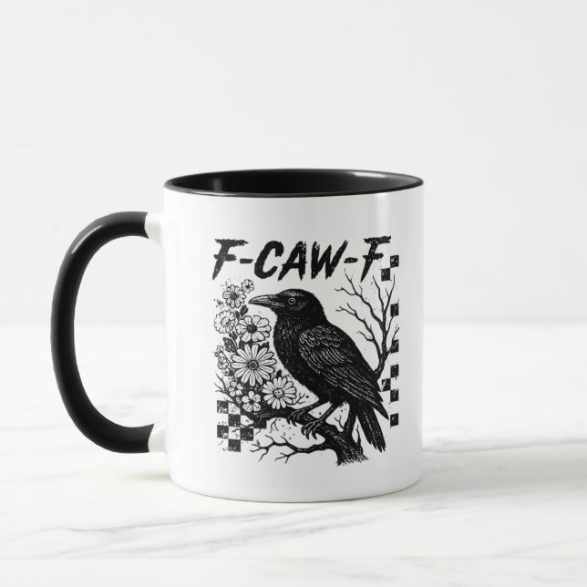 F-Caw-F Humor Funny Gothic Crow Mug (Left)