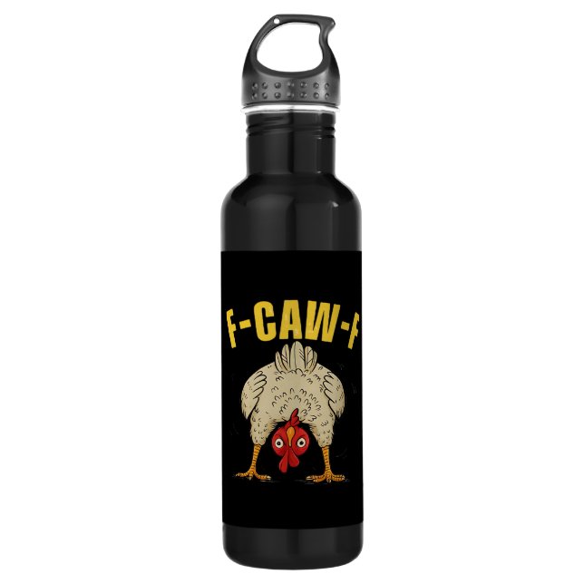 F-Caw-F Humor Gothic Crow Funny Aesthetic Style Stainless Steel Water Bottle (Front)