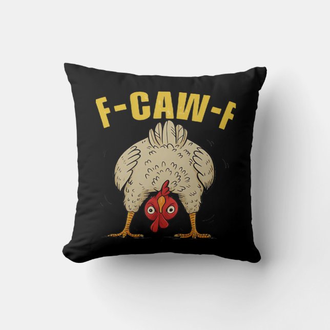 F-Caw-F Humor Gothic Crow Funny Aesthetic Style Throw Pillow (Front)