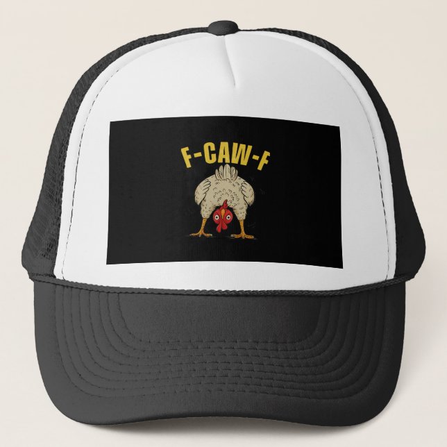 F-Caw-F Humor Gothic Crow Funny Aesthetic Style Trucker Hat (Front)