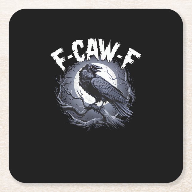 F-Caw-F Minimal Clean Square Paper Coaster (Front)