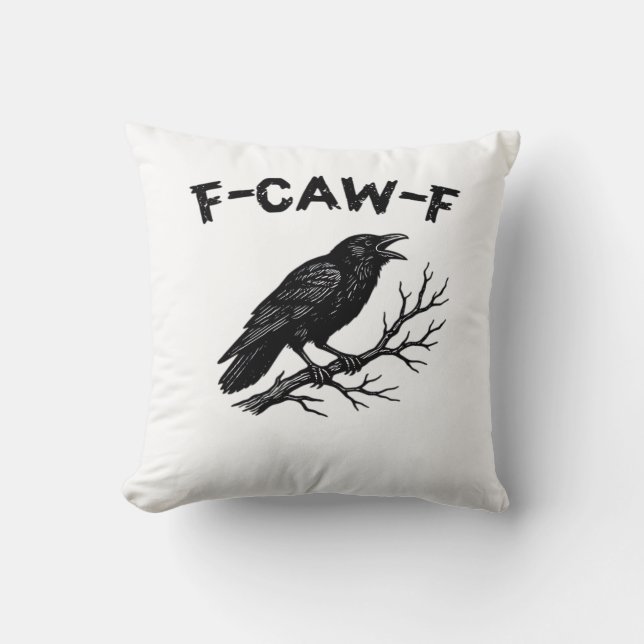 F-Caw-F Minimal Clean Throw Pillow (Front)