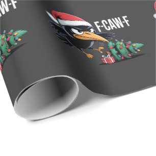 F-caw-f Raven Crow Xmas Tree Christmas Raven Wrapping Paper