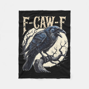 F-caw-f Raven Funny Crow Pun Retro Gothic Aestheti Fleece Blanket
