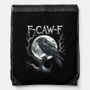 F-Caw-F Raven Moon Gothic Halloween Crow Bird Love Drawstring Bag